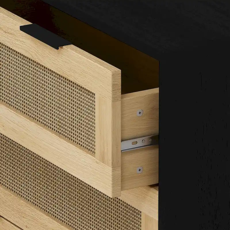 3-Drawers Rattan Storage Cabinet Rattan Drawer - N/A