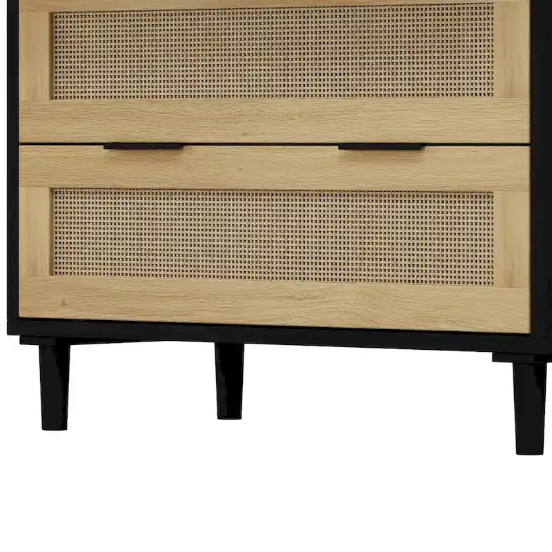 3-Drawers Rattan Storage Cabinet Rattan Drawer - N/A