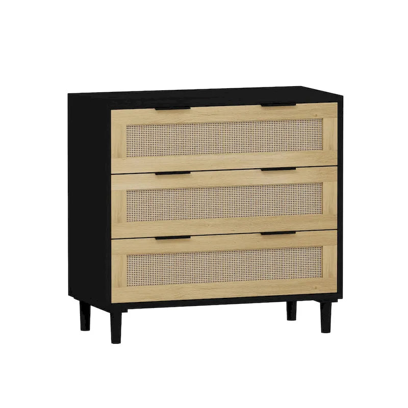 3-Drawers Rattan Storage Cabinet Rattan Drawer - N/A