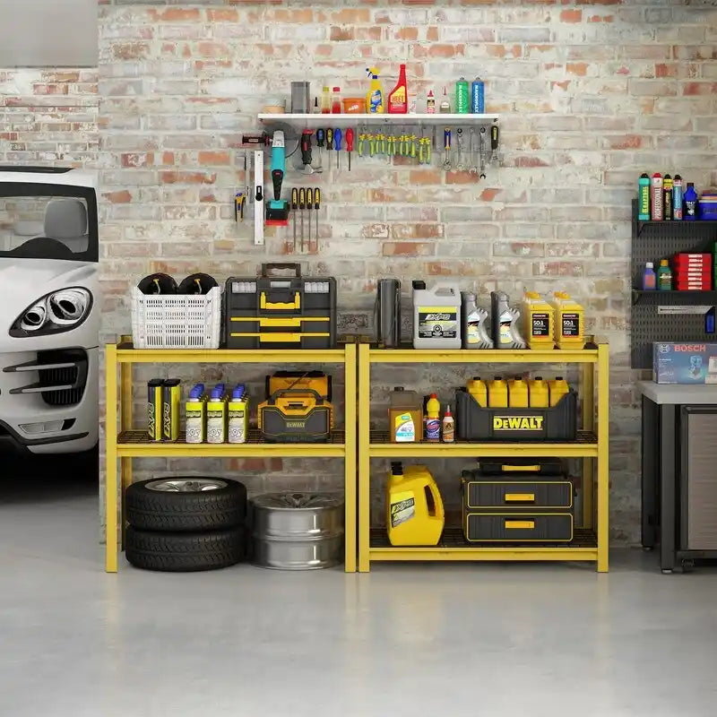 5-Tier Yellow Adjustable Metal Shelving Unit Heavy Duty Garage Storage