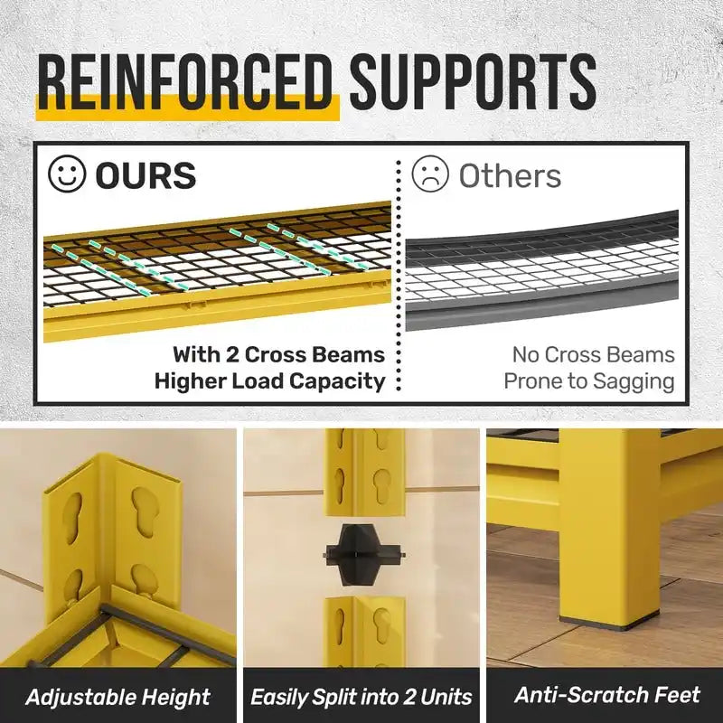 5-Tier Yellow Adjustable Metal Shelving Unit Heavy Duty Garage Storage