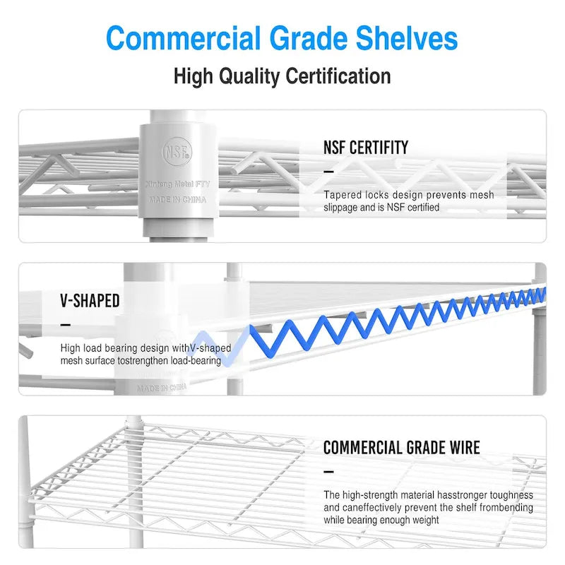 3 Tier Wire Shelving Unit, 1050 LBS NSF Height Adjustable Garage Storage Shelves, Heavy Duty Storage Wire Rack Metal Shelves