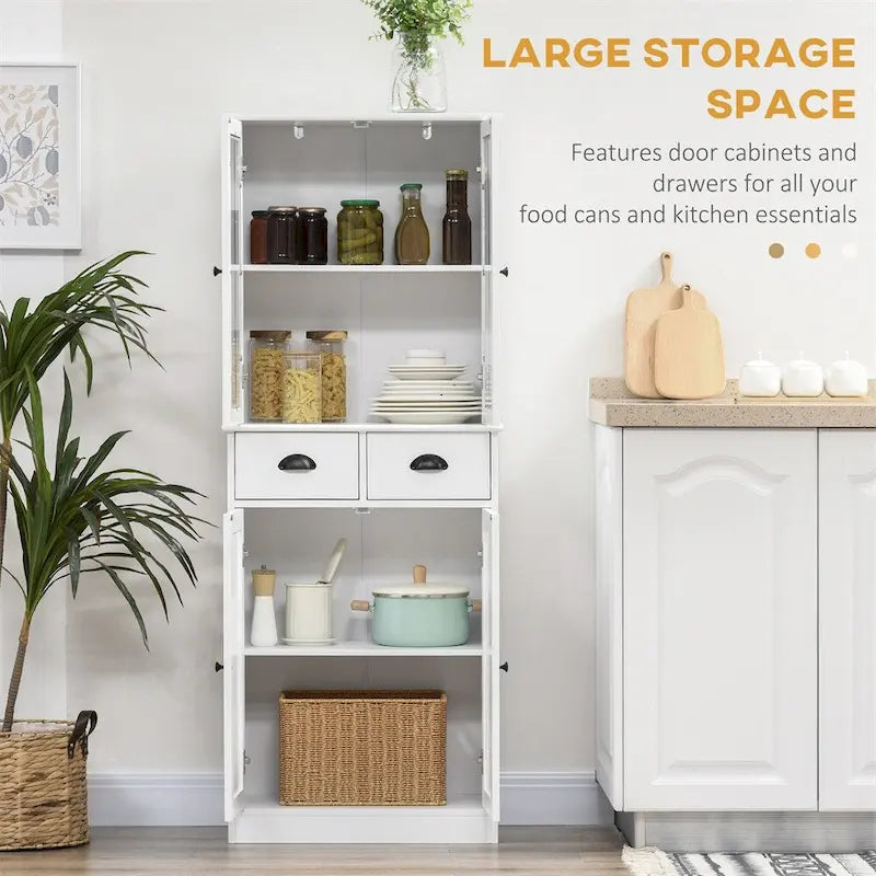 Freestanding Kitchen Storage Cabinet w/ Adjustable Shelves and Drawers - N/A