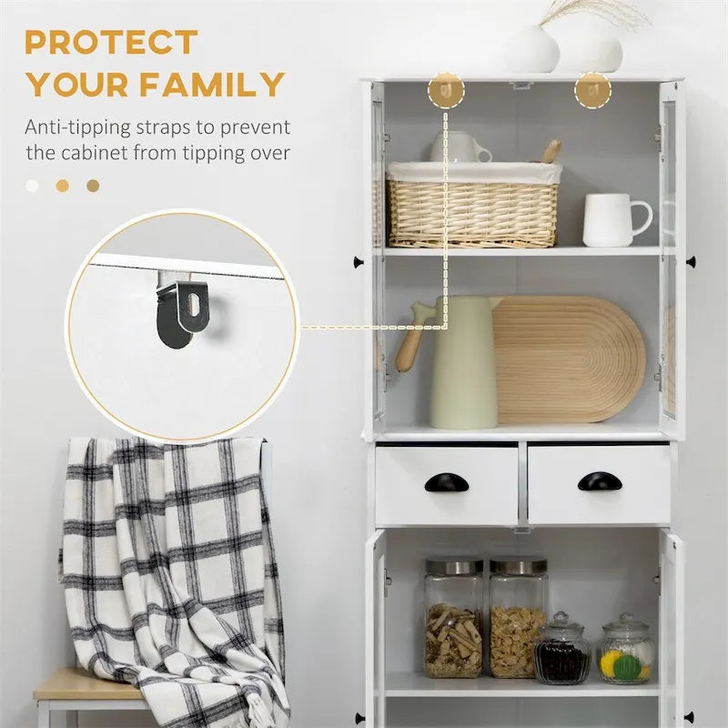 Freestanding Kitchen Storage Cabinet w/ Adjustable Shelves and Drawers - N/A