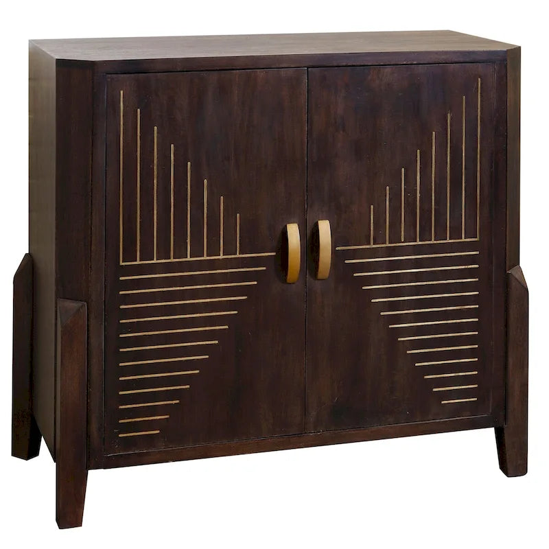 Vortex - Armoire deux portes en bois de manguier - Finition brun cacao foncé