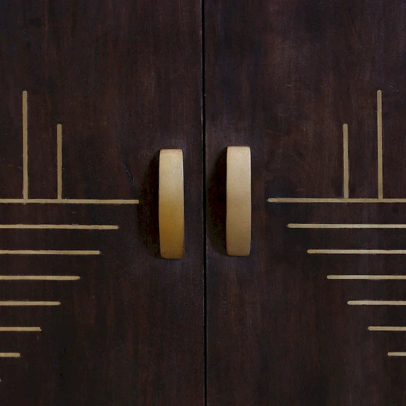 Vortex - Armoire deux portes en bois de manguier - Finition brun cacao foncé