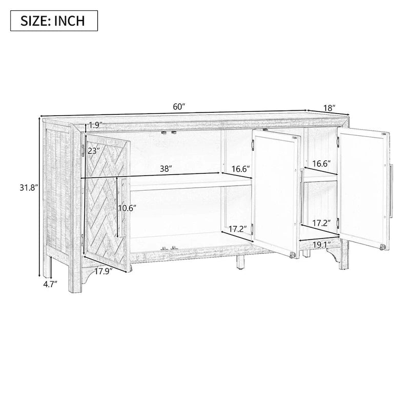 Storage Cabinet Sideboard with Adjustable Shelves