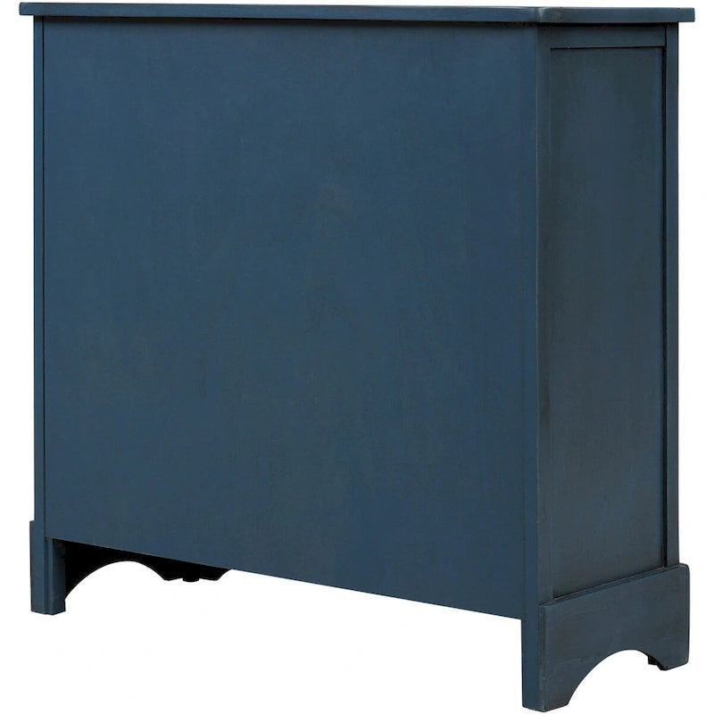Meuble de rangement rustique avec deux tiroirs et quatre paniers en rotin classiques pour la salle à manger/l'entrée/le salon
