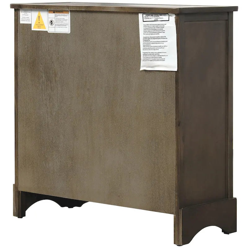 Meuble de rangement rustique avec deux tiroirs et quatre paniers en rotin classiques pour la salle à manger/l'entrée/le salon