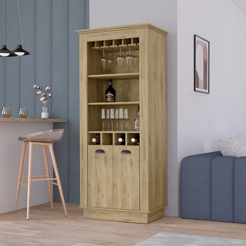 Meuble bar, quatre porte-bouteilles intégrés pour le salon