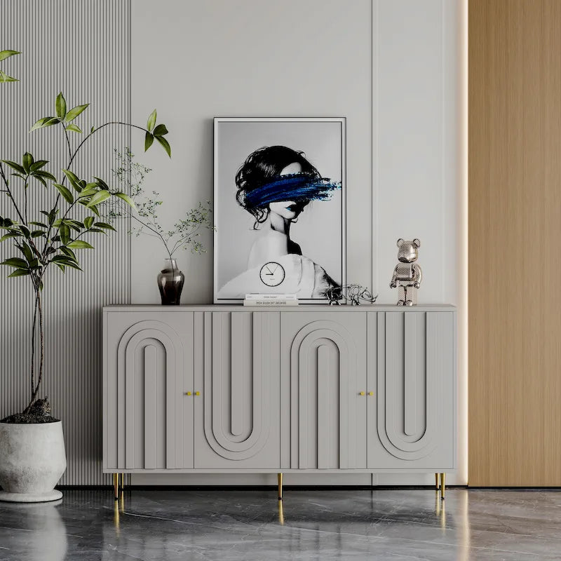 Lacquered 4 Door Wooden Sideboard