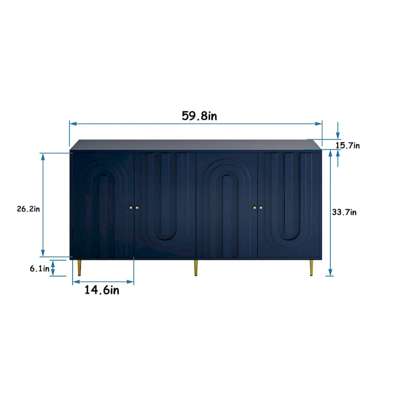 Lacquered 4 Door Wooden Sideboard