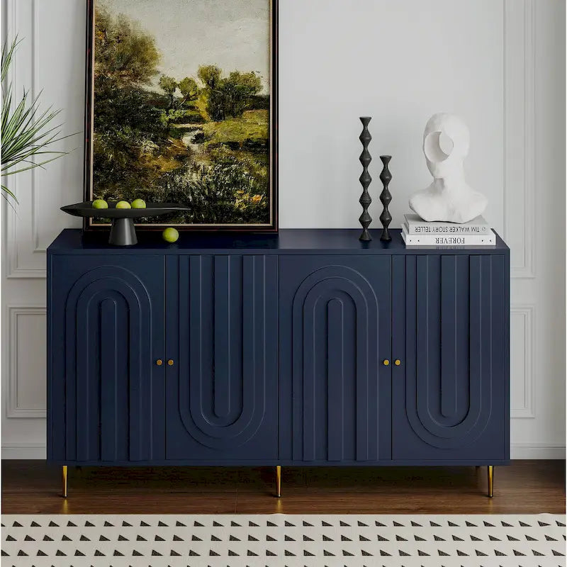 Modern Lacquered 4 Door Wooden Cabinet Sideboard Buffet