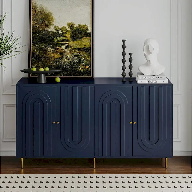 Modern Lacquered 4 Door Wooden Cabinet Sideboard Buffet