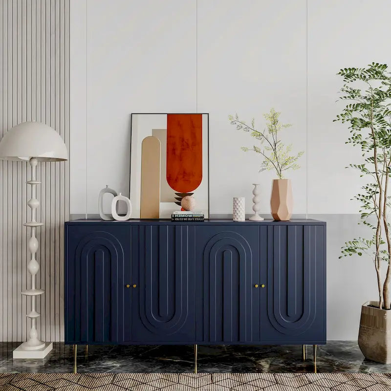Modern Lacquered 4 Door Wooden Cabinet Sideboard Buffet