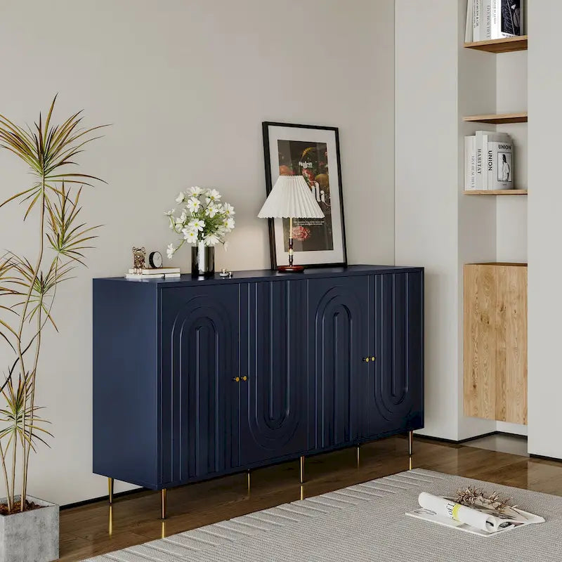 Modern Lacquered 4 Door Wooden Cabinet Sideboard Buffet