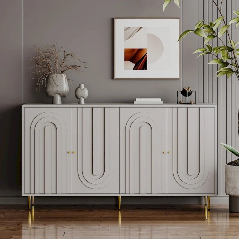Modern Lacquered 4 Door Wooden Cabinet Sideboard Buffet