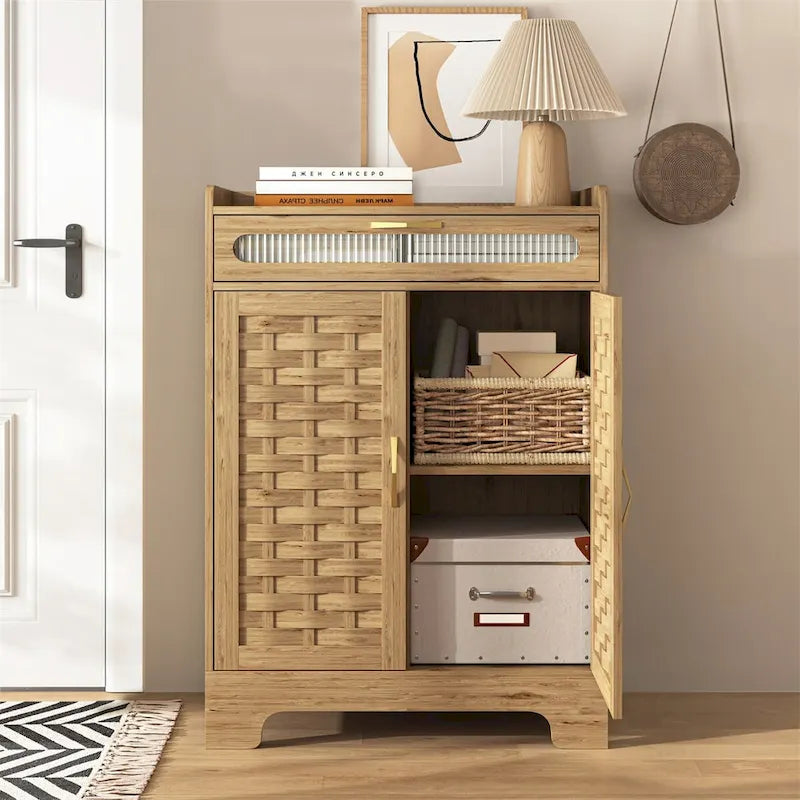 Coffee Bar Cabinet,Modern Farmhouse Buffet Sideboard with Drawer