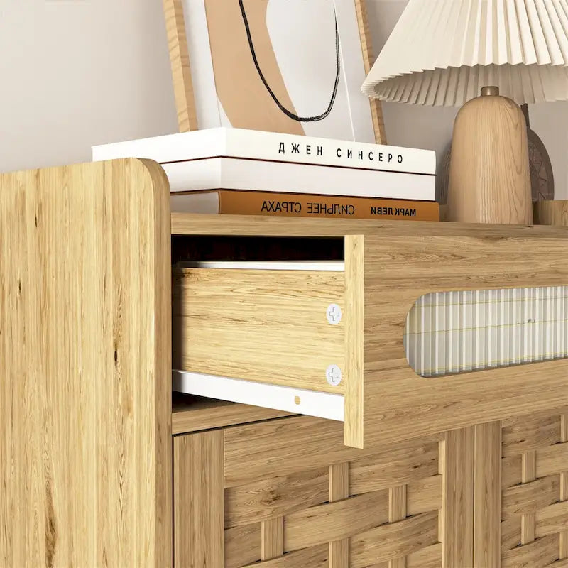 Coffee Bar Cabinet,Modern Farmhouse Buffet Sideboard with Drawer