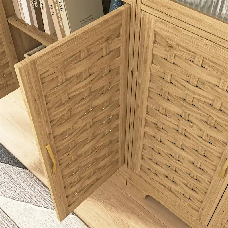 Coffee Bar Cabinet,Modern Farmhouse Buffet Sideboard with Drawer