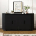 Armoire de rangement à portes rayées verticales avec poignées métalliques, étagères réglables