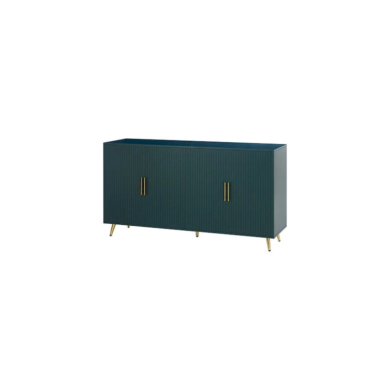 Meuble TV en bois avec armoire de rangement et étagères réglables, Console TV multimédia pour salon ou chambre (VERT)