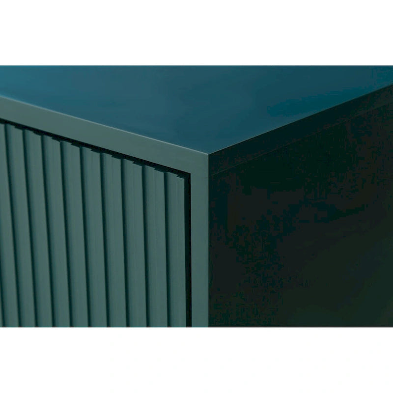 Meuble TV en bois avec armoire de rangement et étagères réglables, Console TV multimédia pour salon ou chambre (VERT)