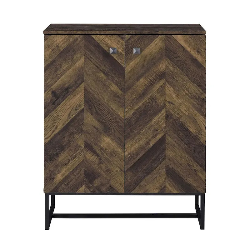 Akk 41 Inch 2 Door Accent Cabinet Console, Sled Legs, Chevron Wood Brown