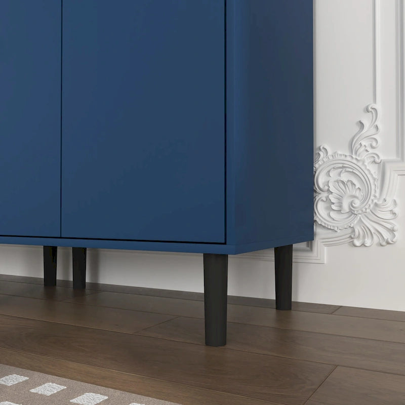 Haut meuble de rangement vitré avec 2 portes vitrées et 2 portes, buffet de cuisine haut avec poignées dorées