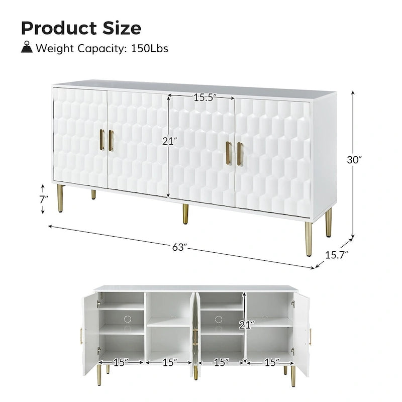 Kaletan 63 Wide Modern Sideboard with Adjustable Shelves by HULALA HOME