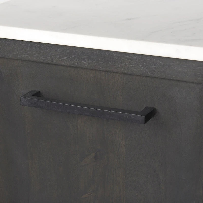 Divina Dark Brown Wood w/ White Marble Top and Black Metal Base Sideboard - 71.0L x 18.5W x 32.0H