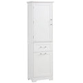 Tall Bathroom Storage Cabinet with Two Different Size Drawers and Adjustable Shelf Freestanding Storage Cabinet