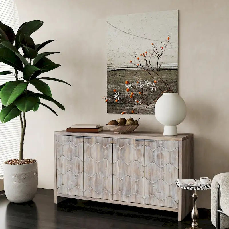 Farmhouse Style Wooden Sideboard Buffet Server Cabinet with Doors