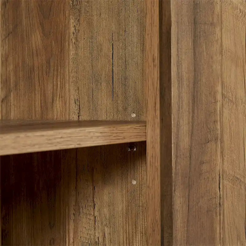 65-Inch Rustic Faux Rattan Sideboard,Barn Door Rustic Style Sideboard